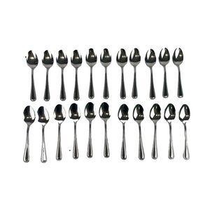 22 Pcs Stainless Steel Japan‎ Spoons 5” Small Short Dessert Silver Color Beaded